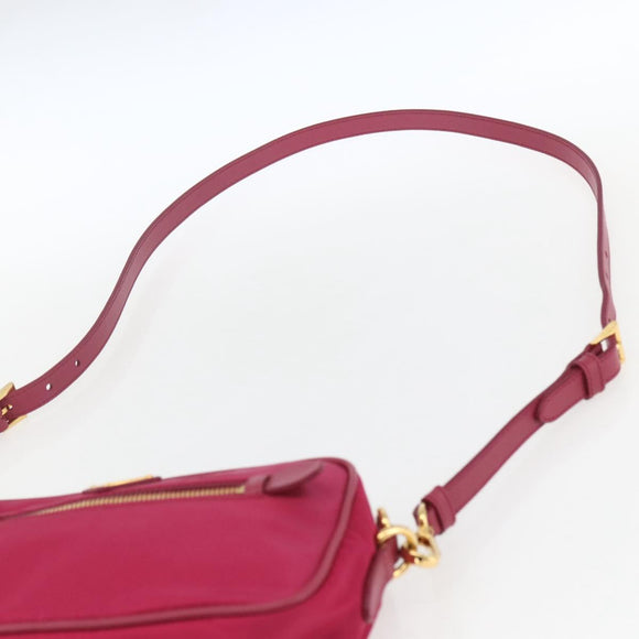 PRADA Shoulder Bag Nylon Pink Gold Auth 161682V
