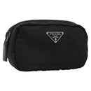 PRADA Pouch Nylon Black Silver Auth 161683-1