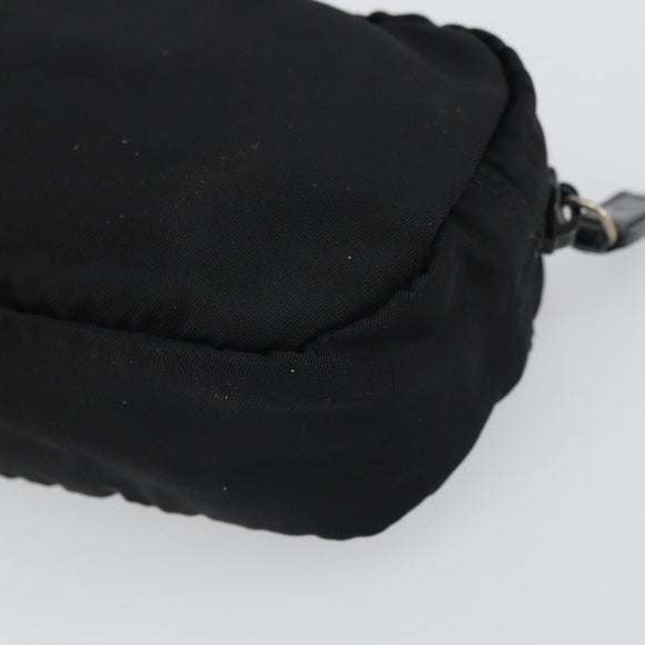 PRADA Pouch Nylon Black Silver Auth 161683