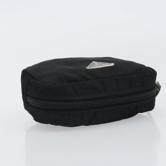 PRADA Pouch Nylon Black Silver Auth 161683