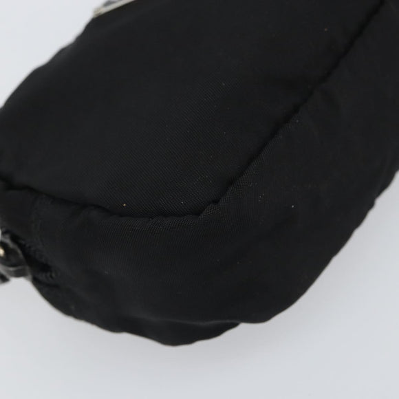 PRADA Pouch Nylon Black Silver Auth 161683