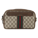 GUCCI GG Supreme Web Sherry Line Shoulder Bag PVC Beige Auth 161685-13