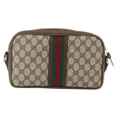 GUCCI GG Supreme Web Sherry Line Shoulder Bag PVC Beige Auth 161685-2