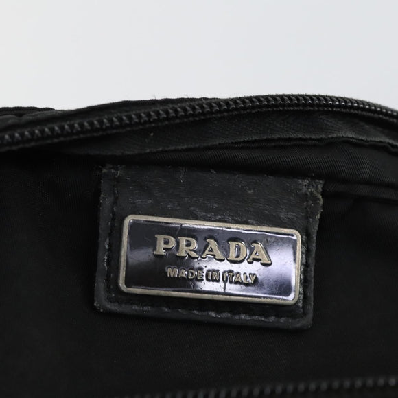 PRADA Shoulder Bag Nylon Black Silver Auth 161687