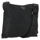 PRADA Shoulder Bag Nylon Black Silver Auth 161687-1