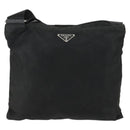 PRADA Shoulder Bag Nylon Black Silver Auth 161687-13