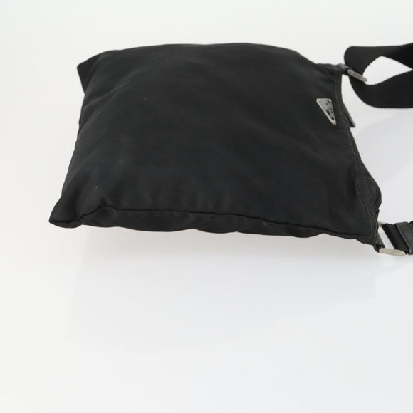 PRADA Shoulder Bag Nylon Black Silver Auth 161687