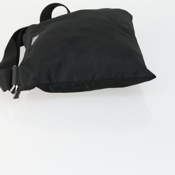 PRADA Shoulder Bag Nylon Black Silver Auth 161687