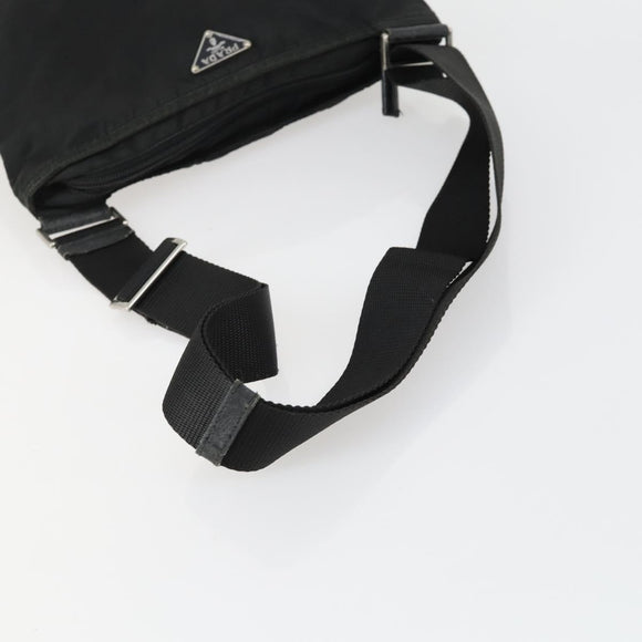 PRADA Shoulder Bag Nylon Black Silver Auth 161687