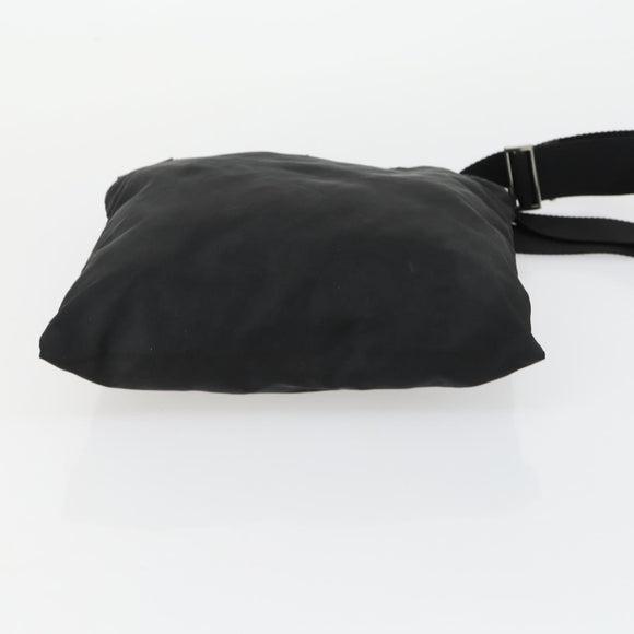 PRADA Shoulder Bag Nylon Black Silver Auth 161687
