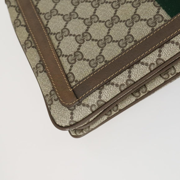 GUCCI GG Supreme Web Sherry Line Umhängetasche PVC Beige 14 02 013 Auth 161689