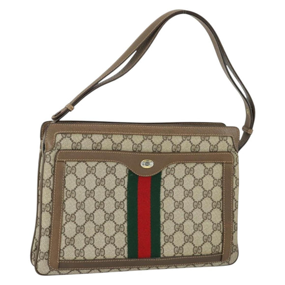 GUCCI GG Supreme Web Sherry Line Umhängetasche PVC Beige 14 02 013 Auth 161689