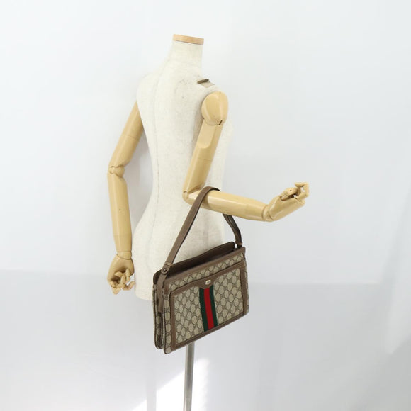 GUCCI GG Supreme Web Sherry Line Umhängetasche PVC Beige 14 02 013 Auth 161689