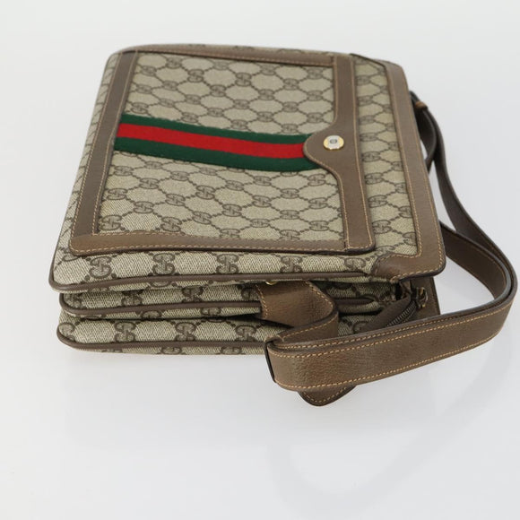 GUCCI GG Supreme Web Sherry Line Umhängetasche PVC Beige 14 02 013 Auth 161689