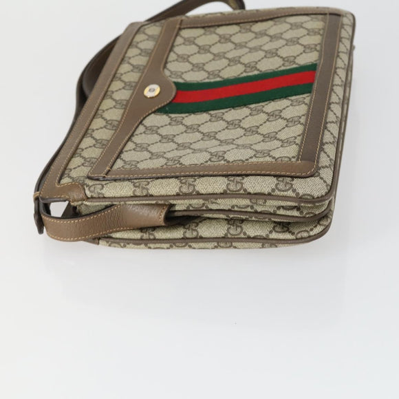 GUCCI GG Supreme Web Sherry Line Umhängetasche PVC Beige 14 02 013 Auth 161689