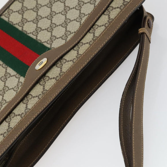 GUCCI GG Supreme Web Sherry Line Umhängetasche PVC Beige 14 02 013 Auth 161689