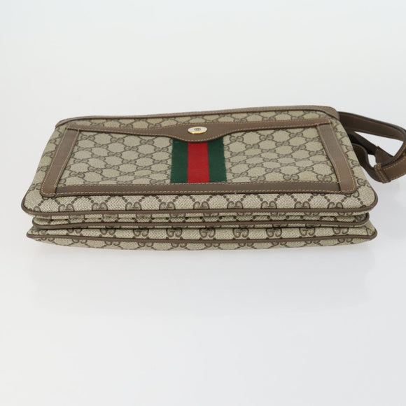 GUCCI GG Supreme Web Sherry Line Umhängetasche PVC Beige 14 02 013 Auth 161689