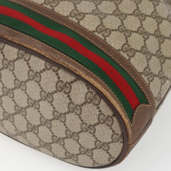 GUCCI GG Supreme Web Sherry Line Bag PVC Beige Gold 41 02 085 Auth 161691