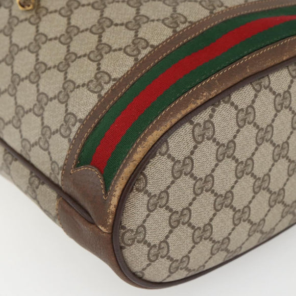 GUCCI GG Supreme Web Sherry Line Bag PVC Beige Gold 41 02 085 Auth 161691