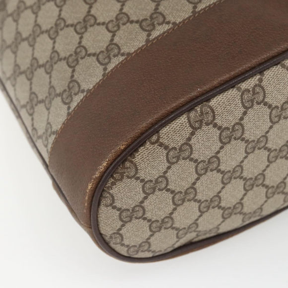 GUCCI GG Supreme Web Sherry Line Bag PVC Beige Gold 41 02 085 Auth 161691