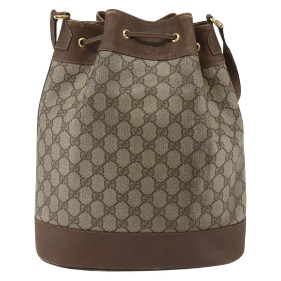 GUCCI GG Supreme Web Sherry Line Bag PVC Beige Gold 41 02 085 Auth 161691