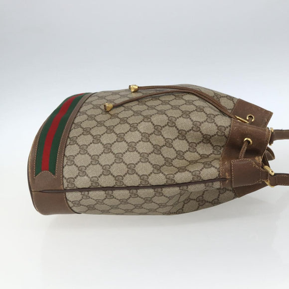 GUCCI GG Supreme Web Sherry Line Bag PVC Beige Gold 41 02 085 Auth 161691