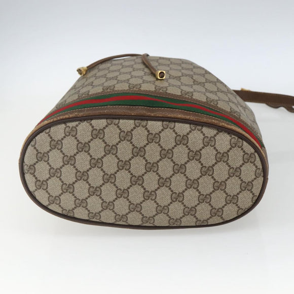 GUCCI GG Supreme Web Sherry Line Bag PVC Beige Gold 41 02 085 Auth 161691