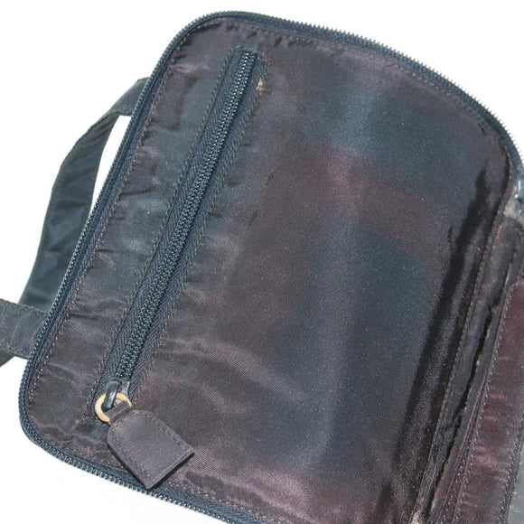 PRADA Hand Bag Nylon Black Silver Auth 161692