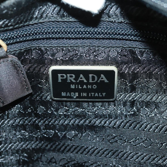 PRADA Hand Bag Nylon Black Silver Auth 161692