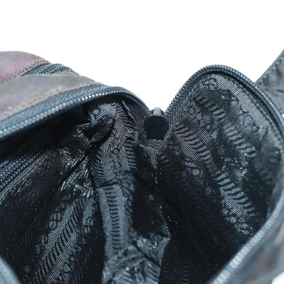 PRADA Hand Bag Nylon Black Silver Auth 161692