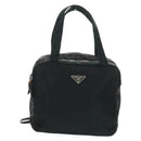 PRADA Hand Bag Nylon Black Silver Auth 161692-13