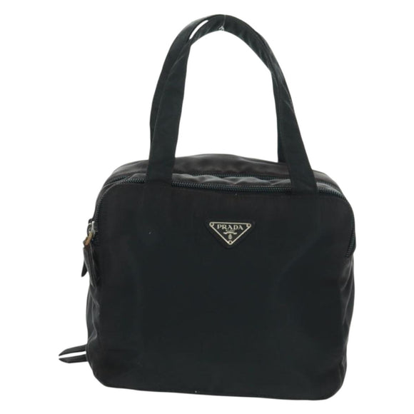 PRADA Hand Bag Nylon Black Silver Auth 161692