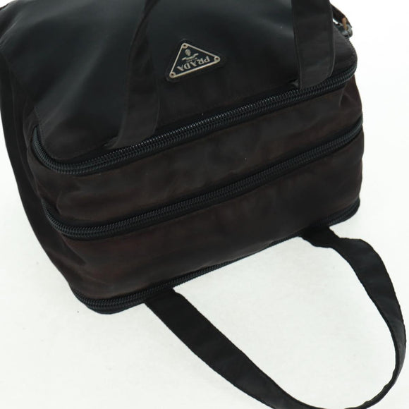 PRADA Hand Bag Nylon Black Silver Auth 161692