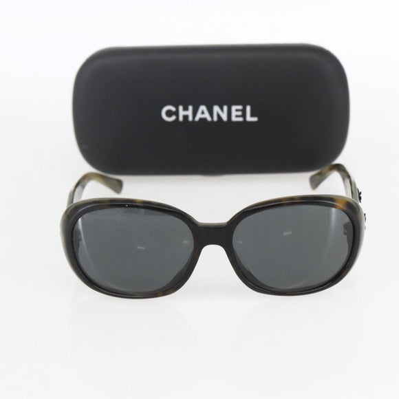 CHANEL Camelia Sunglasses plastic Gray 5113-A CC Auth 161696