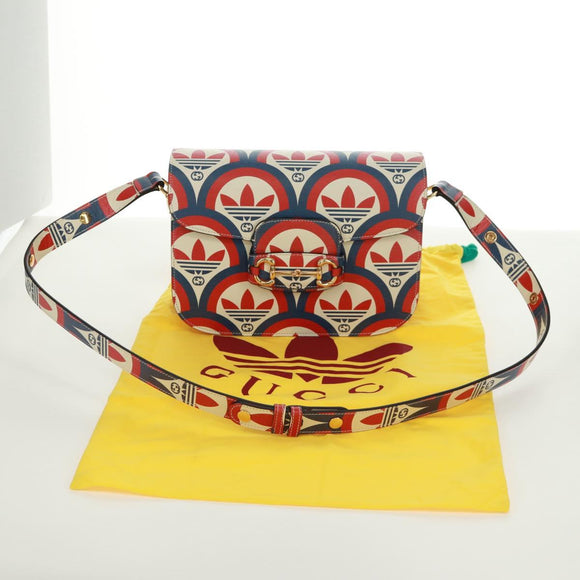 GUCCI Horsebit 1955 Shoulder Bag Leather Multicolor Gold 602204 Auth 161700SAM