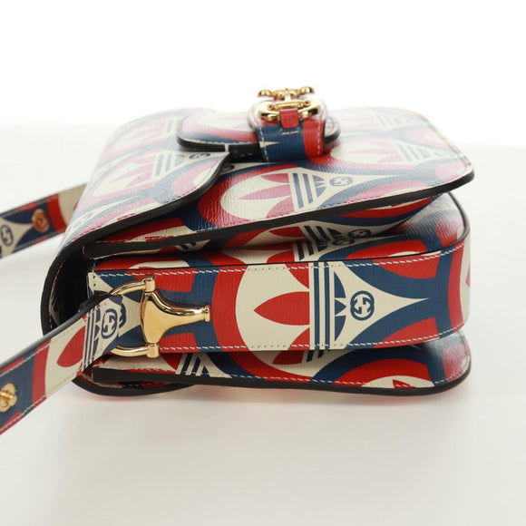 GUCCI Horsebit 1955 Shoulder Bag Leather Multicolor Gold 602204 Auth 161700SAM
