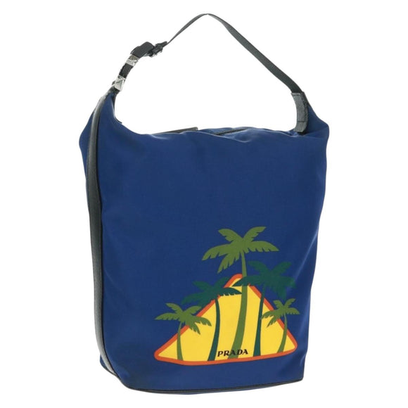 PRADA Shoulder Bag Nylon 2way Blue Silver Auth 161702M