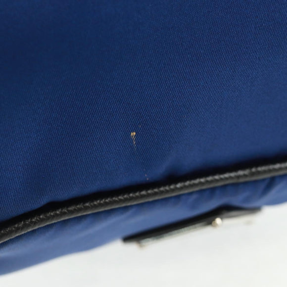 PRADA Schoudertas Nylon 2-weg Blauw Zilver Auth 161702M