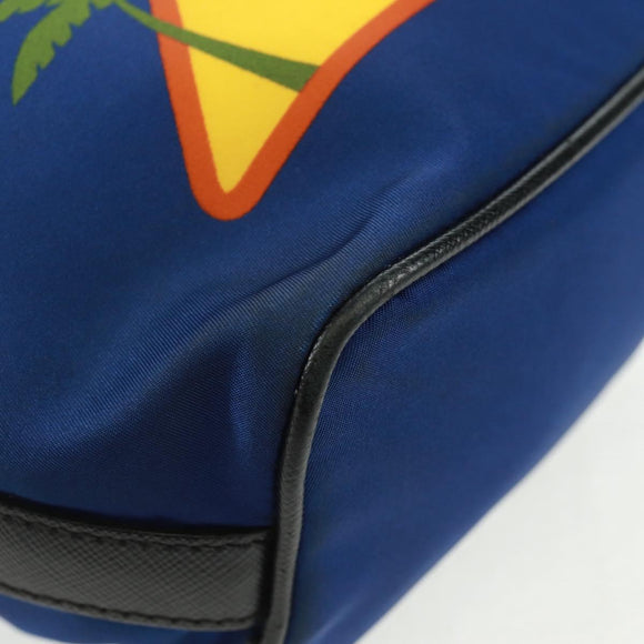 PRADA Schoudertas Nylon 2-weg Blauw Zilver Auth 161702M