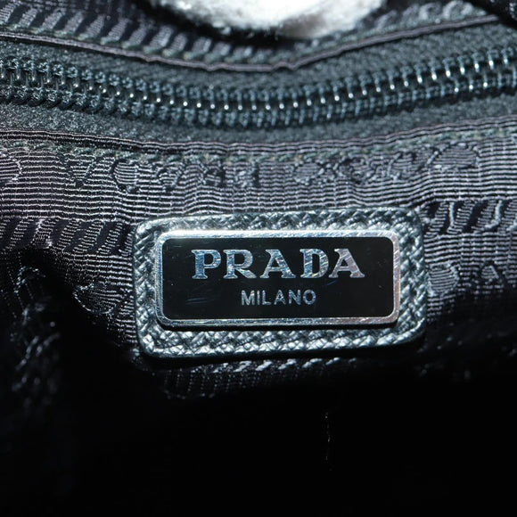 PRADA Schoudertas Nylon 2-weg Blauw Zilver Auth 161702M