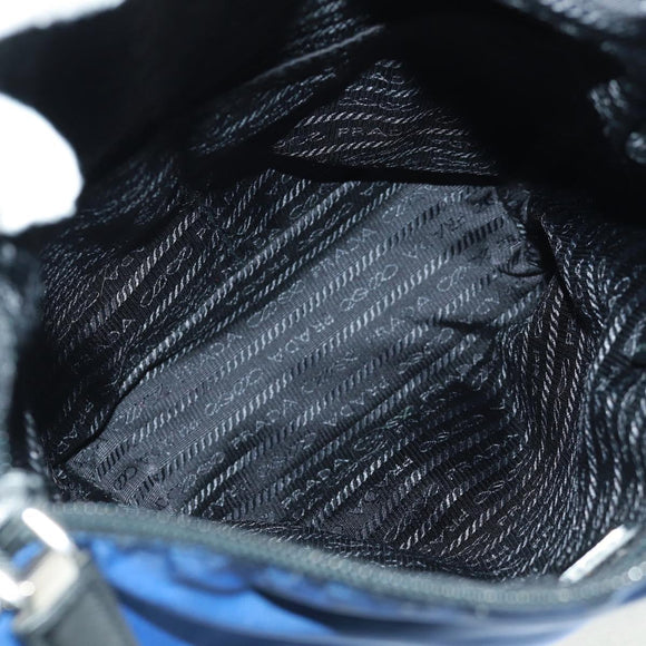 PRADA Shoulder Bag Nylon 2way Blue Silver Auth 161702M