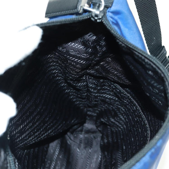 PRADA Shoulder Bag Nylon 2way Blue Silver Auth 161702M