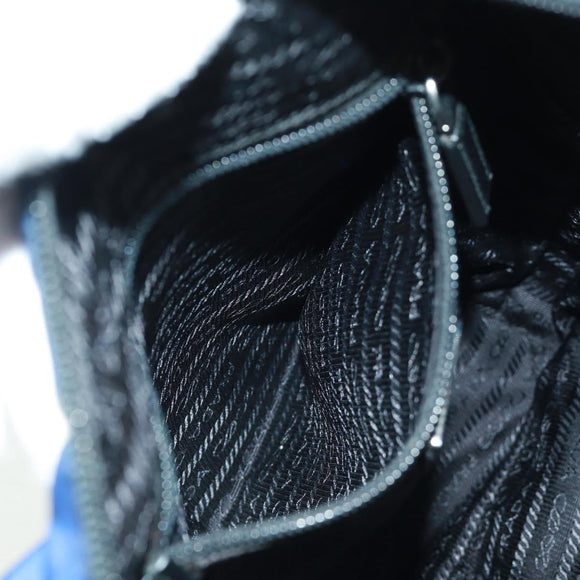 PRADA Shoulder Bag Nylon 2way Blue Silver Auth 161702M