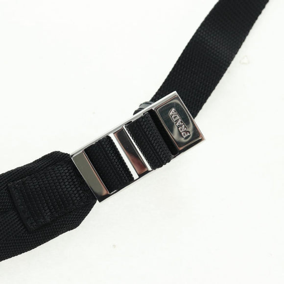 PRADA Schoudertas Nylon 2-weg Blauw Zilver Auth 161702M