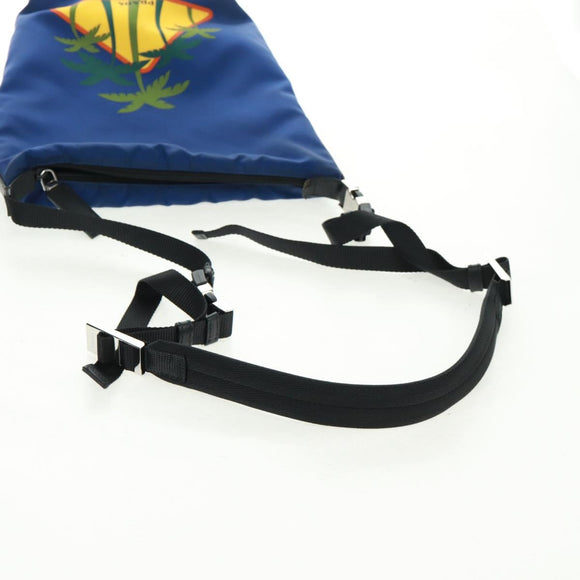 PRADA Shoulder Bag Nylon 2way Blue Silver Auth 161702M