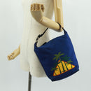 PRADA Shoulder Bag Nylon 2way Blue Silver Auth 161702M-31