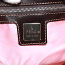 FENDI Beads Mamma Baguette Shoulder Bag Canvas Silver Brown Auth 161704SV-21