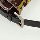 FENDI Beads Mamma Baguette Shoulder Bag Canvas Silver Brown Auth 161704SV-8