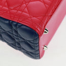 Christian Dior Lady Dior Canage Hand Bag Leather 2way Pink Silver Auth 161705SAM-16