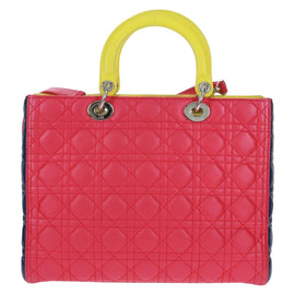 Christian Dior Lady Dior Canage Hand Bag Leather 2way Pink Silver Auth 161705SAM - 0